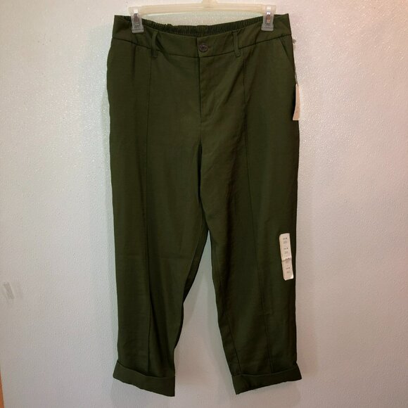 A New Day Slim Ankle Pants Green Elastic In Back Of Waist Side Pockets Size 14 - Picture 3 of 12
